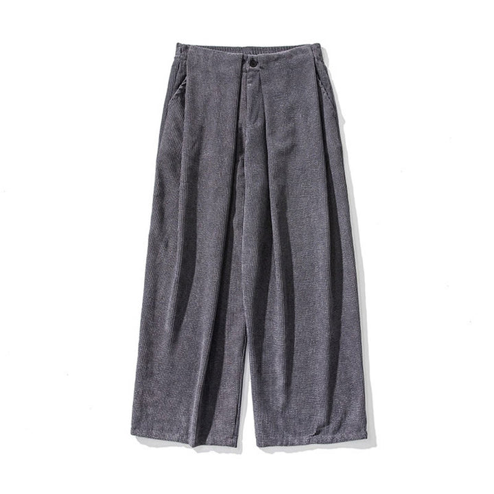 Buddha Stones無地コットンコーデュロイメンズワイドレッグパンツ（ポケット付き） - image 13