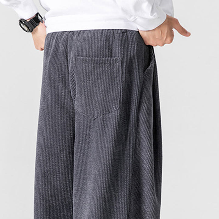 Buddha Stones無地コットンコーデュロイメンズワイドレッグパンツ（ポケット付き） - image 10