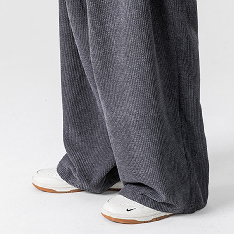Buddha Stones無地コットンコーデュロイメンズワイドレッグパンツ（ポケット付き） - image 12