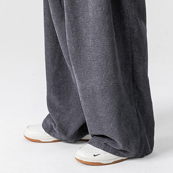 Buddha Stones無地コットンコーデュロイメンズワイドレッグパンツ（ポケット付き） - image 12