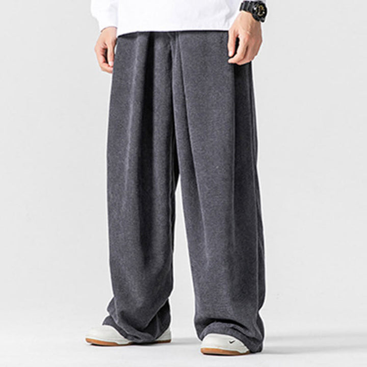 Buddha Stones無地コットンコーデュロイメンズワイドレッグパンツ（ポケット付き） - image 6