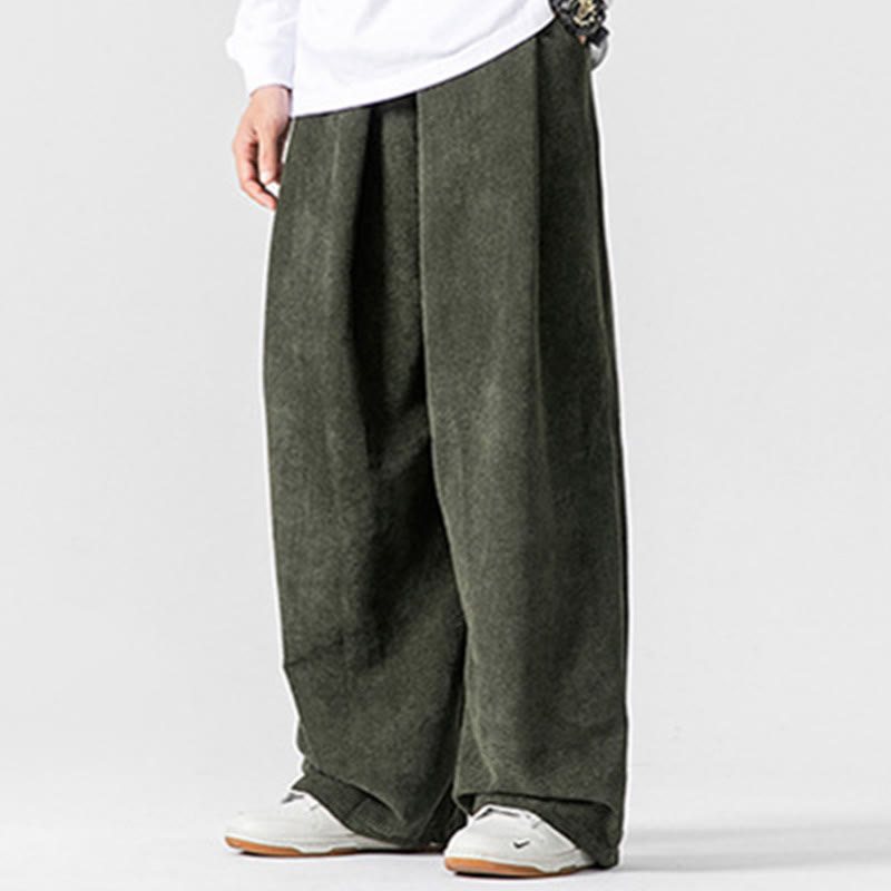 Buddha Stones無地コットンコーデュロイメンズワイドレッグパンツ（ポケット付き） - image 20