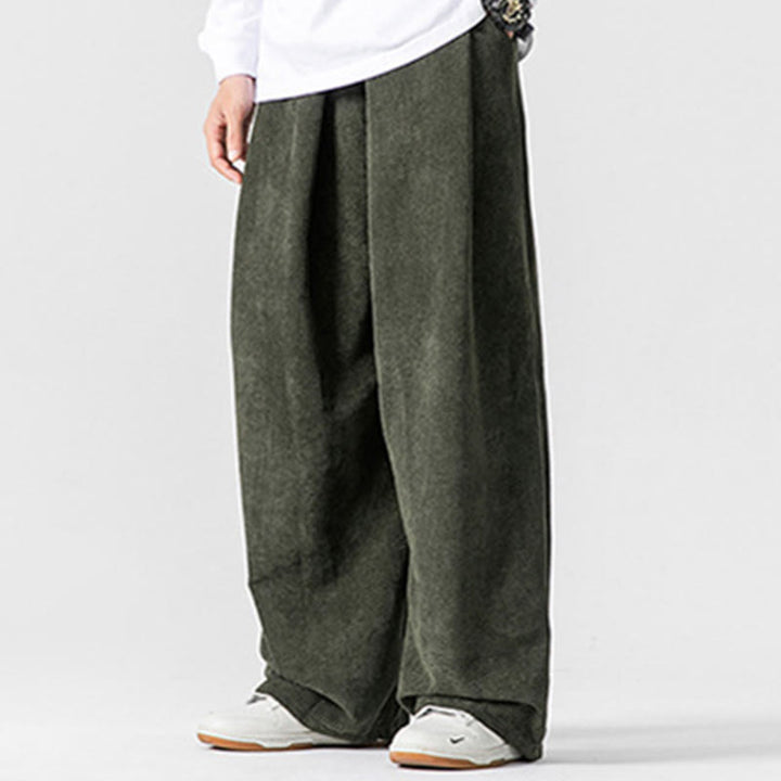 Buddha Stones無地コットンコーデュロイメンズワイドレッグパンツ（ポケット付き） - image 20