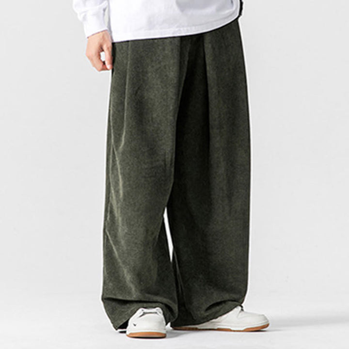 Buddha Stones無地コットンコーデュロイメンズワイドレッグパンツ（ポケット付き） - image 19