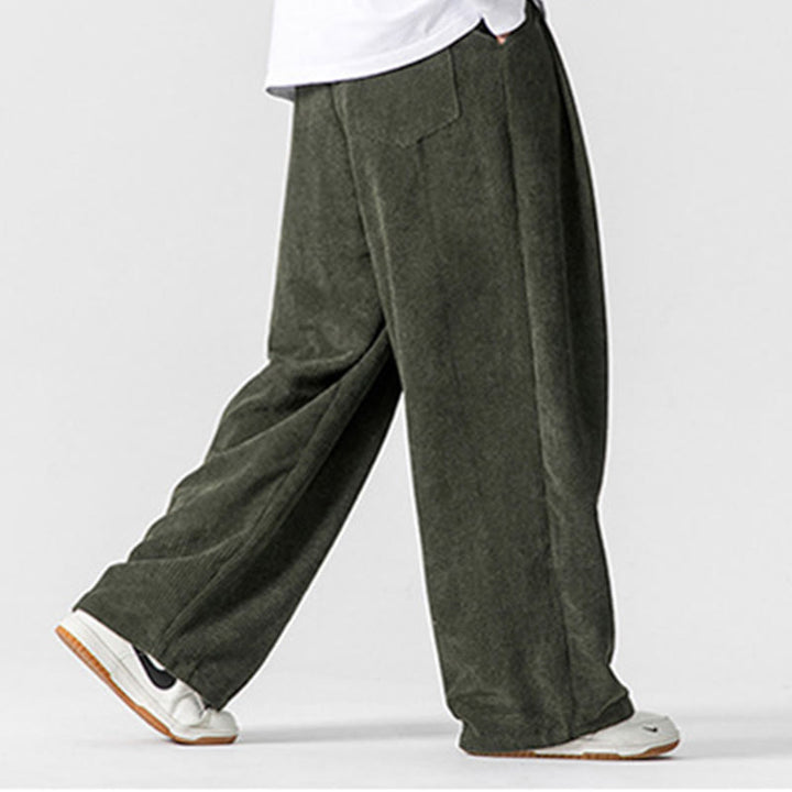 Buddha Stones無地コットンコーデュロイメンズワイドレッグパンツ（ポケット付き） - image 17
