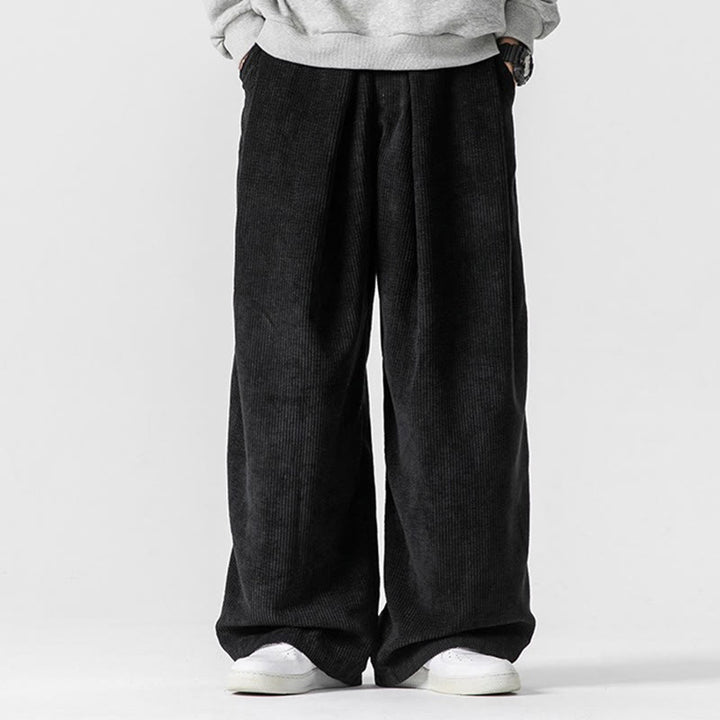 Buddha Stones無地コットンコーデュロイメンズワイドレッグパンツ（ポケット付き） - 黒 - US/UK/AU46、 EU56 (5XL) - image 22