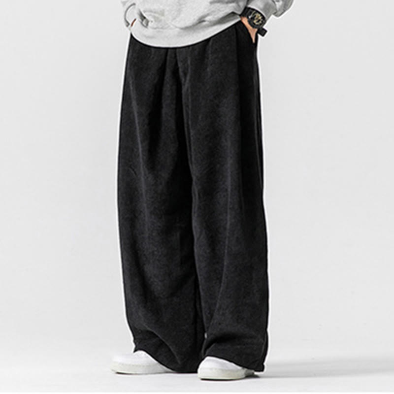 Buddha Stones無地コットンコーデュロイメンズワイドレッグパンツ（ポケット付き） - image 24