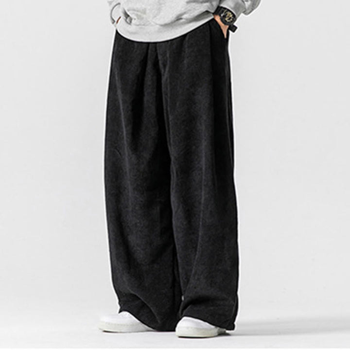 Buddha Stones無地コットンコーデュロイメンズワイドレッグパンツ（ポケット付き） - image 24