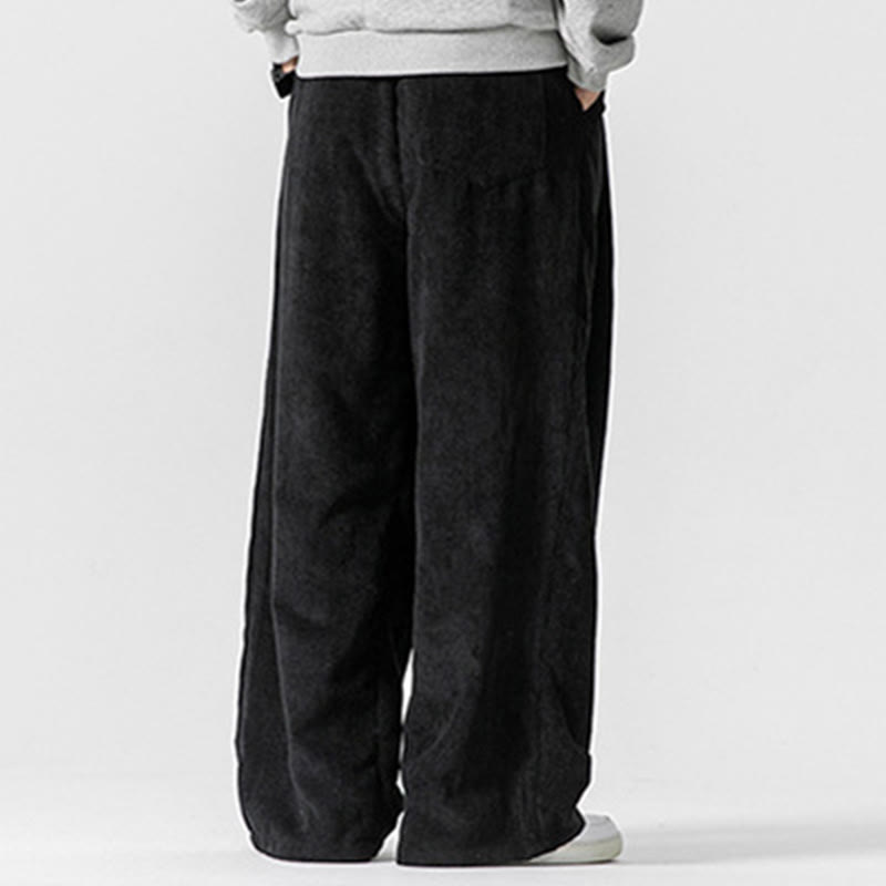 Buddha Stones無地コットンコーデュロイメンズワイドレッグパンツ（ポケット付き） - image 25