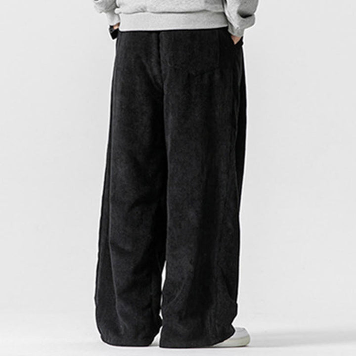 Buddha Stones無地コットンコーデュロイメンズワイドレッグパンツ（ポケット付き） - image 25