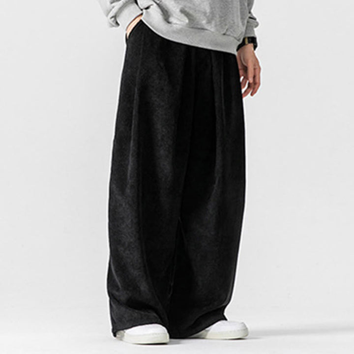 Buddha Stones無地コットンコーデュロイメンズワイドレッグパンツ（ポケット付き） - image 28