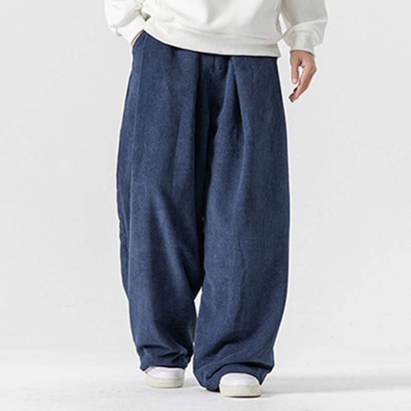 Buddha Stones無地コットンコーデュロイメンズワイドレッグパンツ（ポケット付き） - image 33