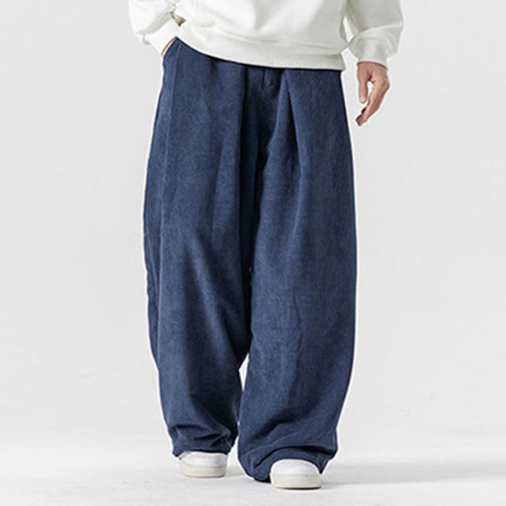 Buddha Stones無地コットンコーデュロイメンズワイドレッグパンツ（ポケット付き） - image 33