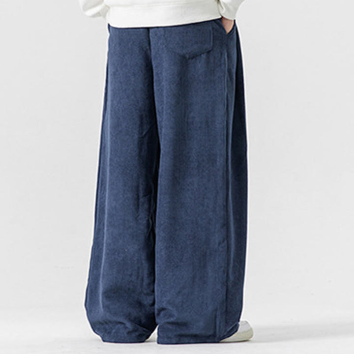 Buddha Stones無地コットンコーデュロイメンズワイドレッグパンツ（ポケット付き） - image 34