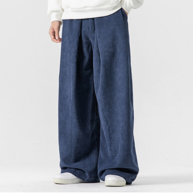 Buddha Stones無地コットンコーデュロイメンズワイドレッグパンツ（ポケット付き） - image 32