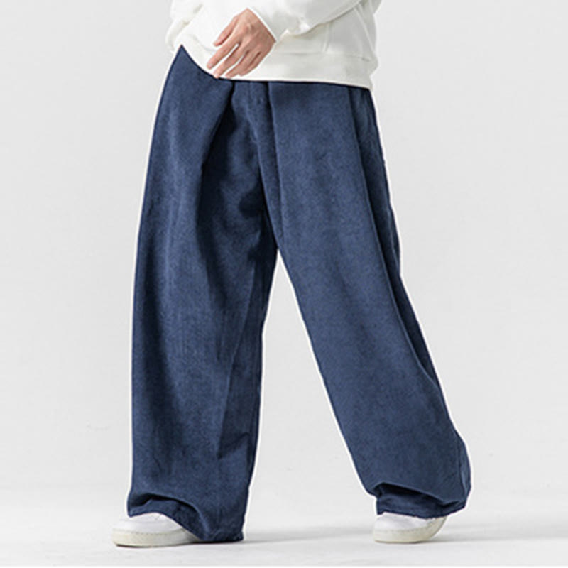 Buddha Stones無地コットンコーデュロイメンズワイドレッグパンツ（ポケット付き） - image 36