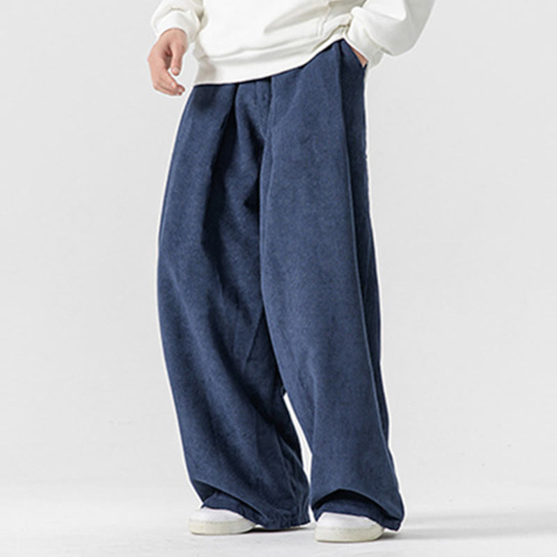 Buddha Stones無地コットンコーデュロイメンズワイドレッグパンツ（ポケット付き） - image 35