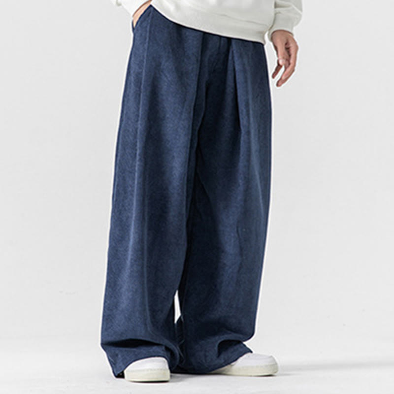 Buddha Stones無地コットンコーデュロイメンズワイドレッグパンツ（ポケット付き） - image 31