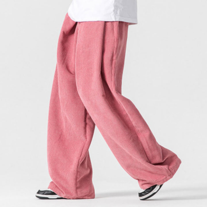 Buddha Stones無地コットンコーデュロイメンズワイドレッグパンツ（ポケット付き） - image 40