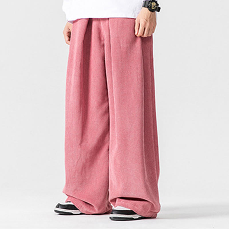 Buddha Stones無地コットンコーデュロイメンズワイドレッグパンツ（ポケット付き） - image 39