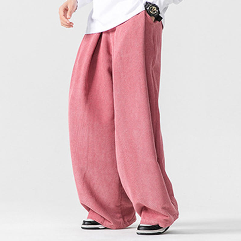 Buddha Stones無地コットンコーデュロイメンズワイドレッグパンツ（ポケット付き） - image 44