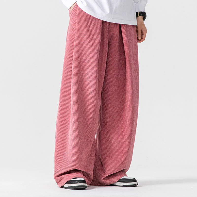 Buddha Stones無地コットンコーデュロイメンズワイドレッグパンツ（ポケット付き） - image 38