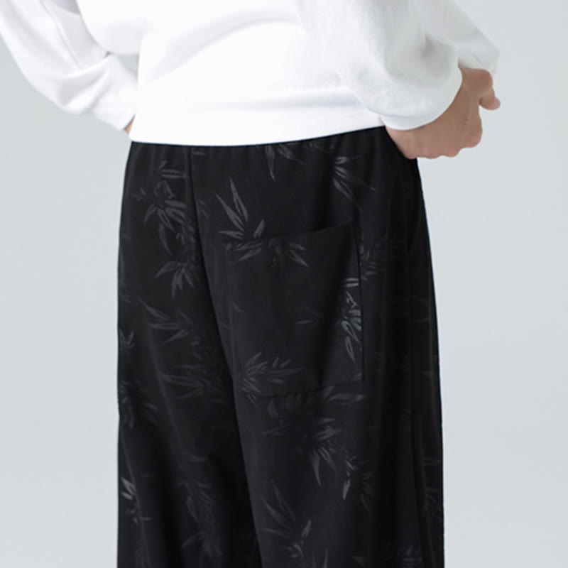 Buddha Stones竹柄 コーデュロイ メンズ ワイドレッグパンツ ポケット付き - image 17