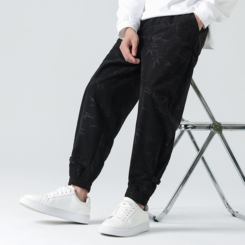 Buddha Stones秋冬 竹 メンズ フロッグボタン コーデュロイパンツ ポケット付き - 黒 - US/UK/AU46、 EU56 (5XL) - image 8