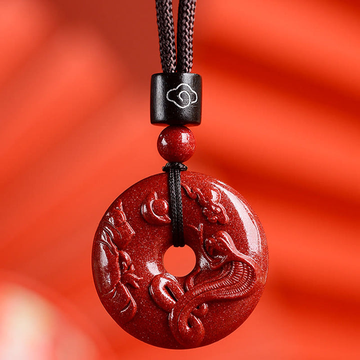 Buddha Stones十二支 辰砂平和のお守りチャーム落ち着いたネックレスペンダント - 蛇 - 小型 28×8mm - image 0