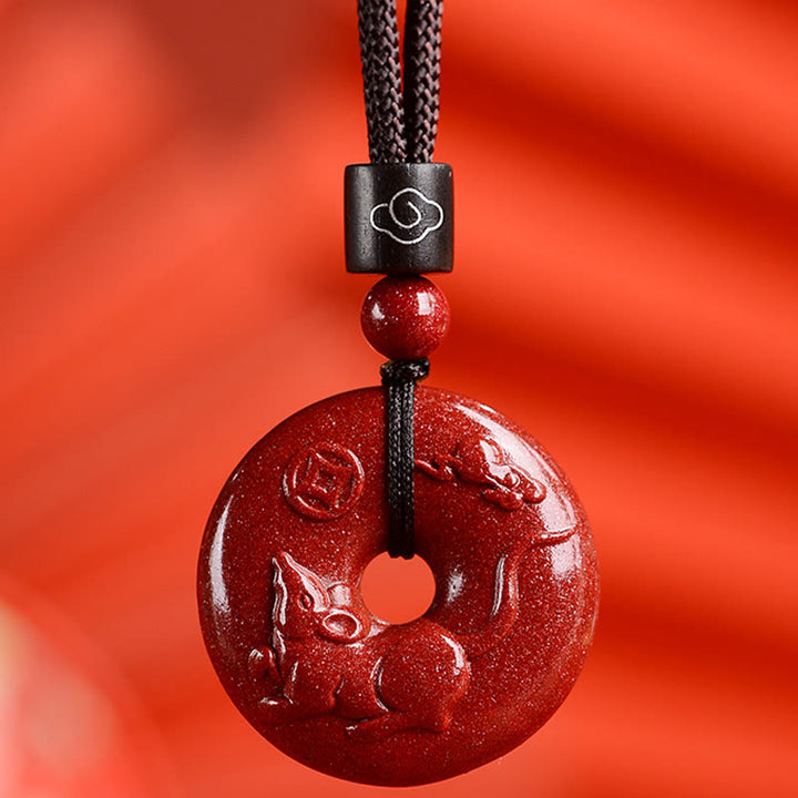 Buddha Stones十二支 辰砂平和のお守りチャーム落ち着いたネックレスペンダント - ねずみ - 小型 28×8mm - image 13