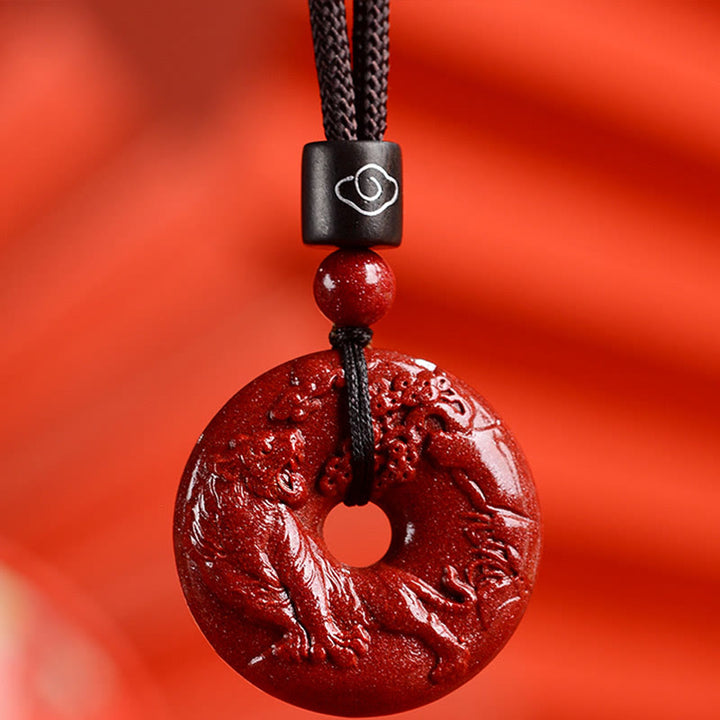 Buddha Stones十二支 辰砂平和のお守りチャーム落ち着いたネックレスペンダント - 虎 - 小型 28×8mm - image 17