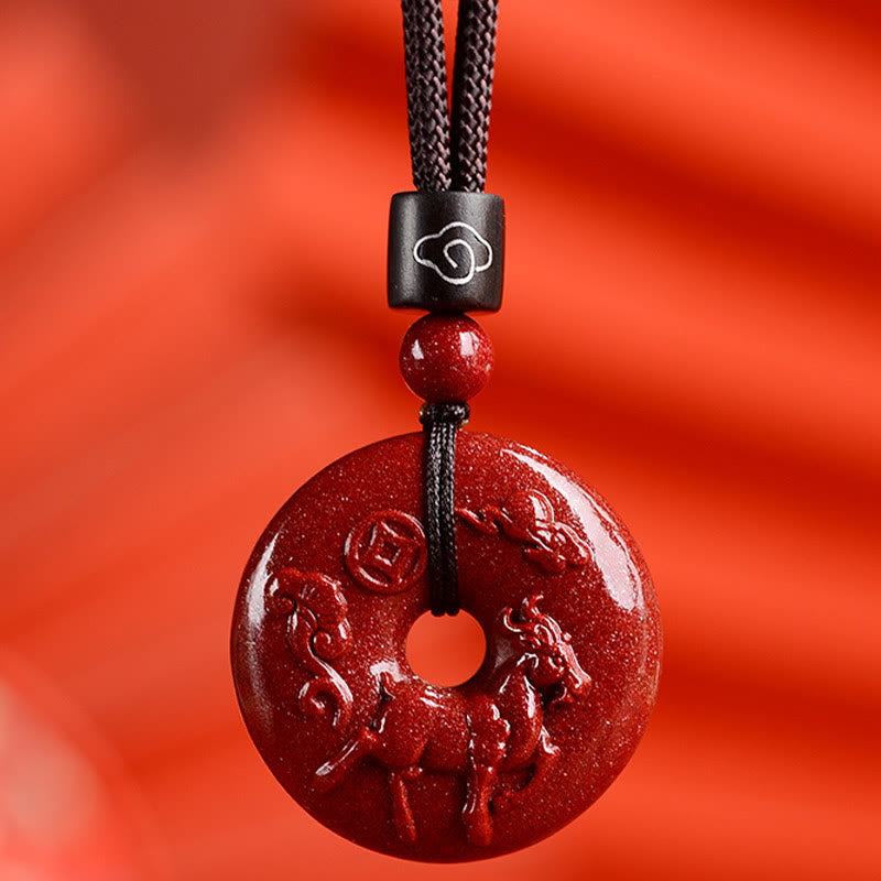 Buddha Stones十二支 辰砂平和のお守りチャーム落ち着いたネックレスペンダント - ヤギ - 小型 28×8mm - image 28