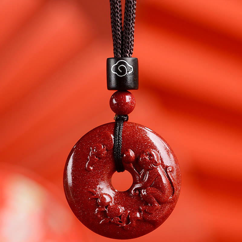 Buddha Stones十二支 辰砂平和のお守りチャーム落ち着いたネックレスペンダント - 猿 - 小型 28×8mm - image 30