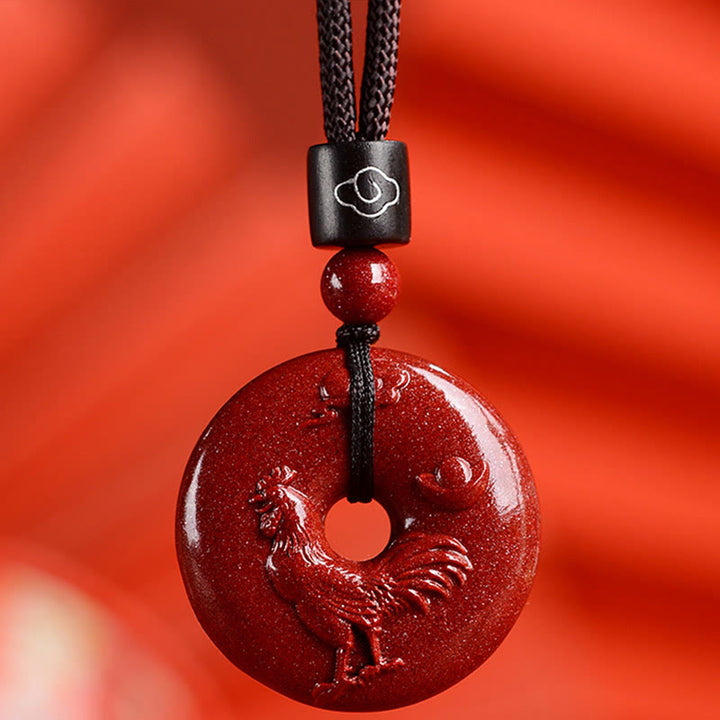 Buddha Stones十二支 辰砂平和のお守りチャーム落ち着いたネックレスペンダント - 雄鶏 - 小型 28×8mm - image 32