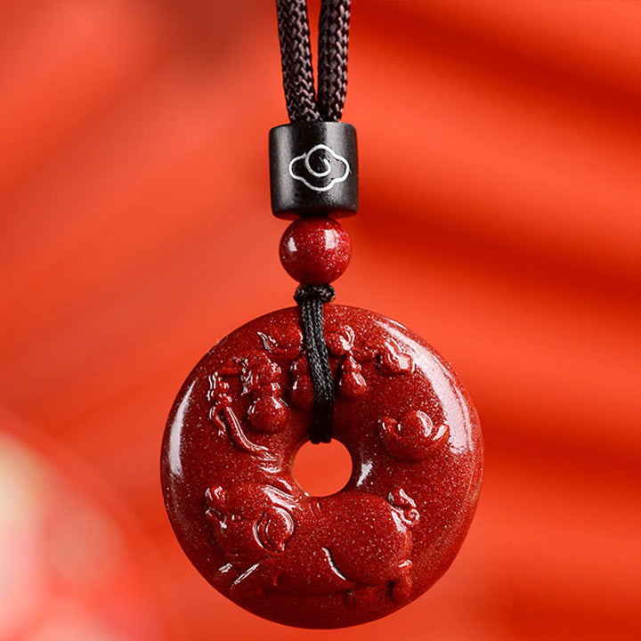 Buddha Stones十二支 辰砂平和のお守りチャーム落ち着いたネックレスペンダント - 豚 - 小型 28×8mm - image 36