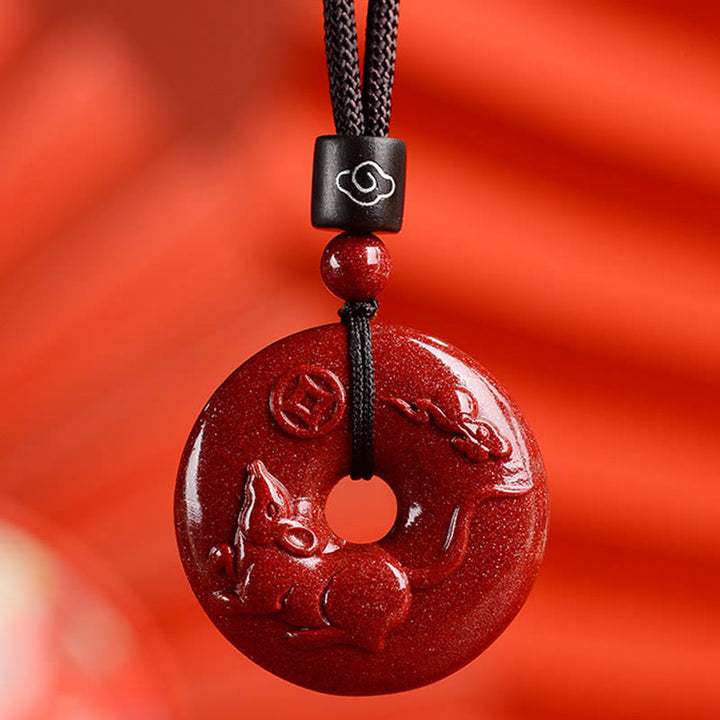 Buddha Stones十二支 辰砂平和のお守りチャーム落ち着いたネックレスペンダント - ねずみ - 中サイズ 32×9mm - image 14