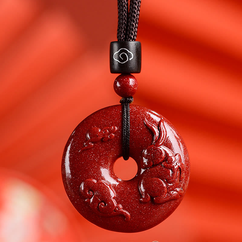 Buddha Stones十二支 辰砂平和のお守りチャーム落ち着いたネックレスペンダント - うさぎ - 中サイズ 32×9mm - image 20