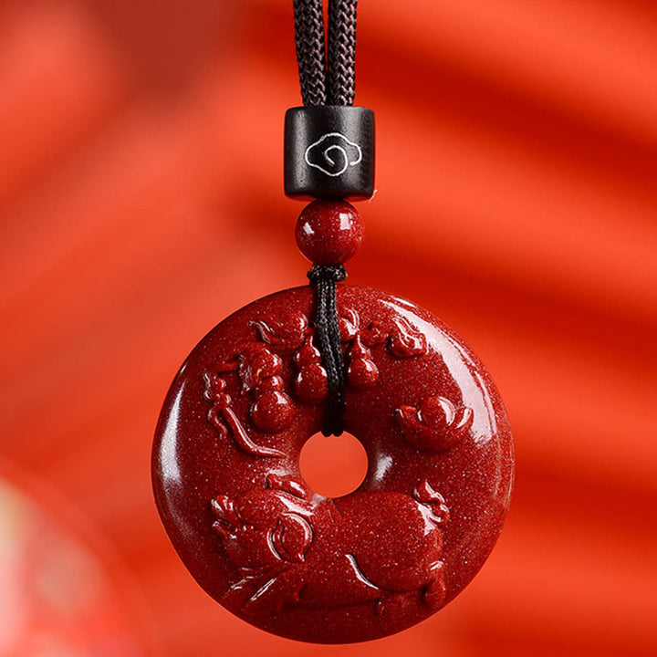Buddha Stones十二支 辰砂平和のお守りチャーム落ち着いたネックレスペンダント - 豚 - 中サイズ 32×9mm - image 37