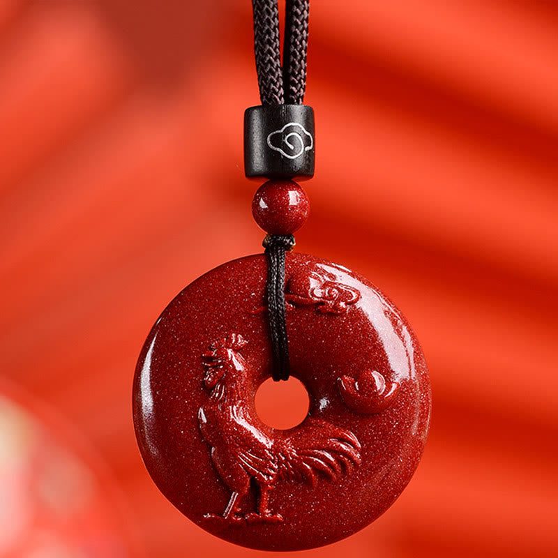 Buddha Stones十二支 辰砂平和のお守りチャーム落ち着いたネックレスペンダント - 雄鶏 - 中サイズ 32×9mm - image 33