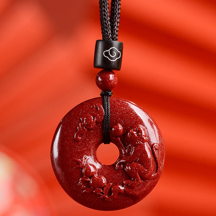 Buddha Stones十二支 辰砂平和のお守りチャーム落ち着いたネックレスペンダント - 猿 - 中サイズ 32×9mm - image 31