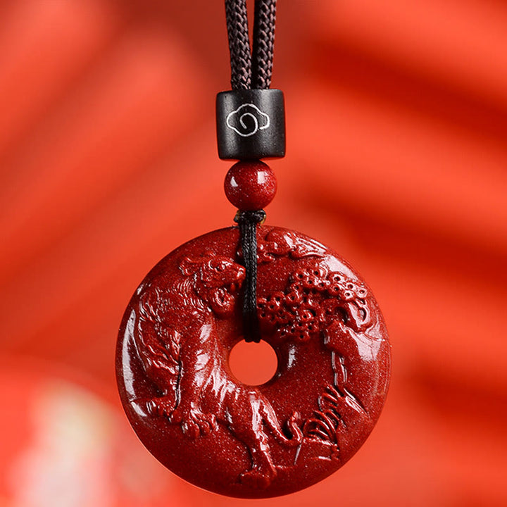 Buddha Stones十二支 辰砂平和のお守りチャーム落ち着いたネックレスペンダント - 虎 - 中サイズ 32×9mm - image 18