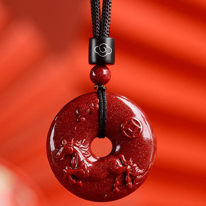 Buddha Stones十二支 辰砂平和のお守りチャーム落ち着いたネックレスペンダント - 馬 - 中サイズ 32×9mm - image 27
