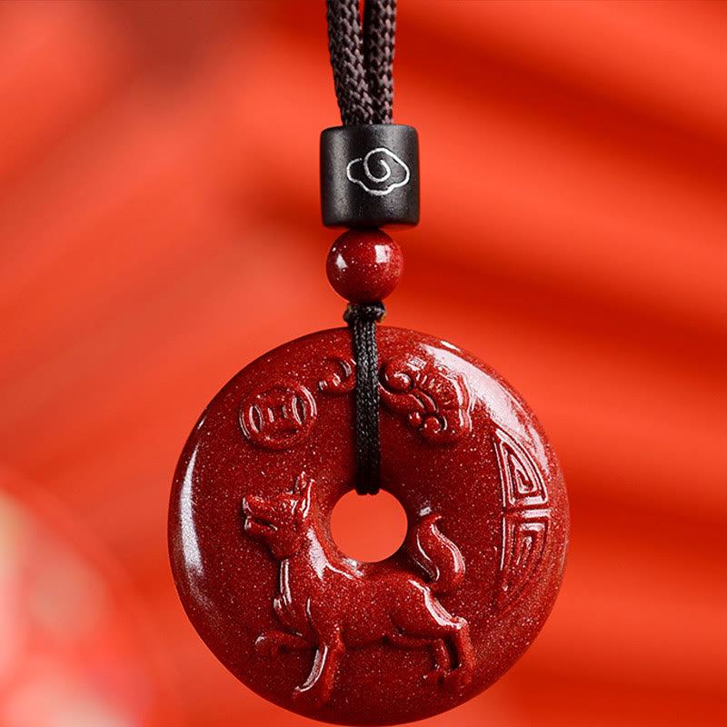 Buddha Stones十二支 辰砂平和のお守りチャーム落ち着いたネックレスペンダント - 犬 - 中サイズ 32×9mm - image 35