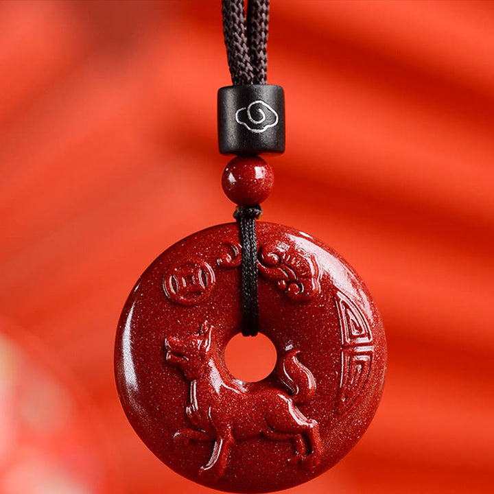 Buddha Stones十二支 辰砂平和のお守りチャーム落ち着いたネックレスペンダント - 犬 - 中サイズ 32×9mm - image 35