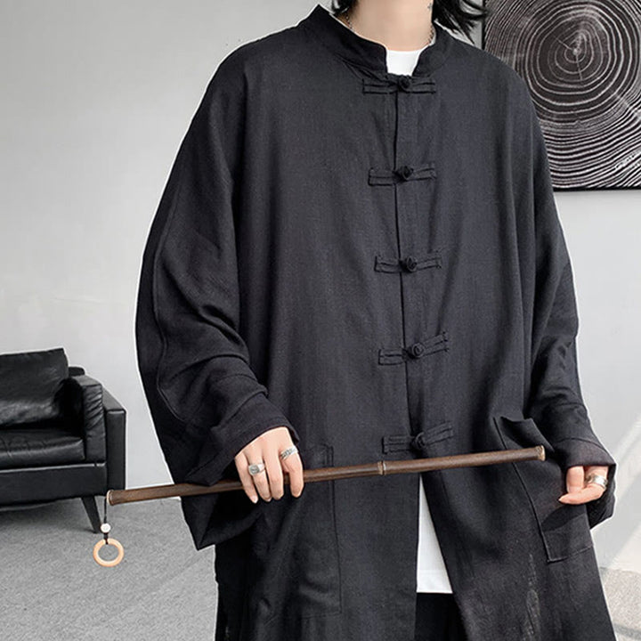 Buddha Stones 2点セット メンズ 長袖 カエルボタン シャツ パンツ 瞑想 禅 コットン ウェア セット - image 25