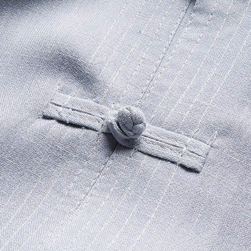 Buddha Stones 2点セット 唐装 無地 カエルボタン メンズ 長袖 シャツ パンツ セット - image 8