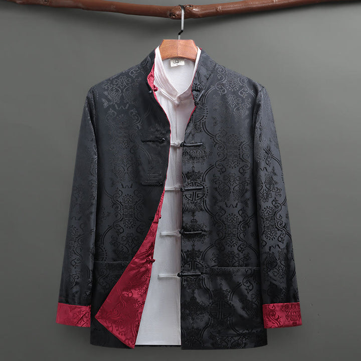 Buddha Stonesメンズ フロッグボタン タンスーツ 鯉柄 長袖ジャケット シャツ ポケット付き