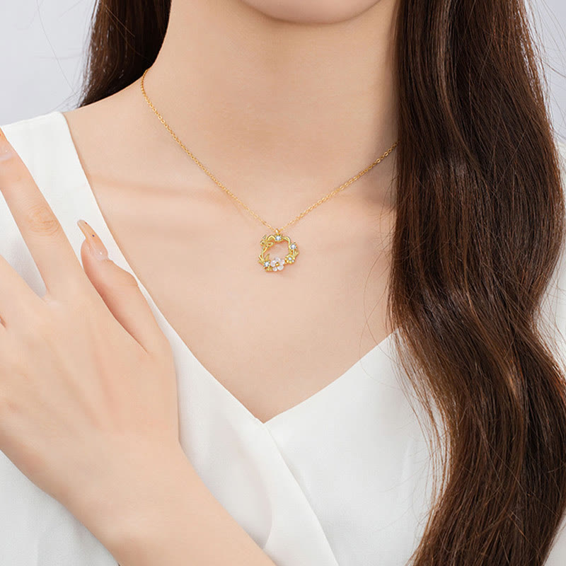 Buddha Stones925スターリングシルバー キュービックジルコニア シェルバタフライ ピーチブロッサム ブレッシングネックレスペンダント - image 7