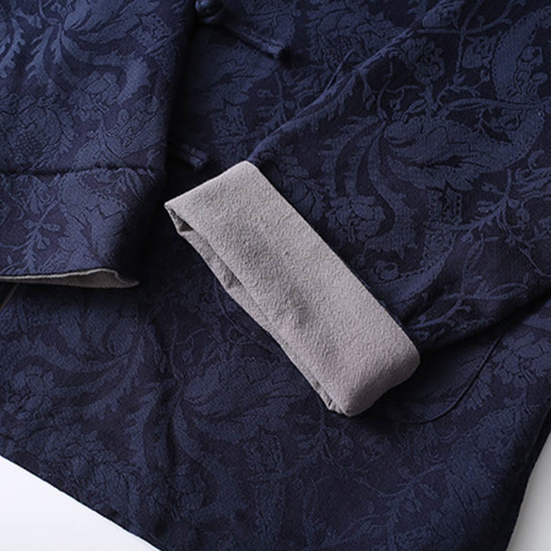 Buddha Stones 2点セット メンズ 唐装 ジャカード つる柄 カエルボタン コットン 長袖 シャツ パンツ セット - image 6