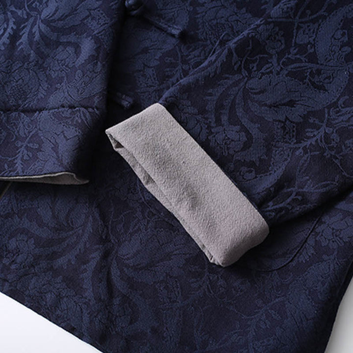 Buddha Stones 2点セット メンズ 唐装 ジャカード つる柄 カエルボタン コットン 長袖 シャツ パンツ セット - image 6